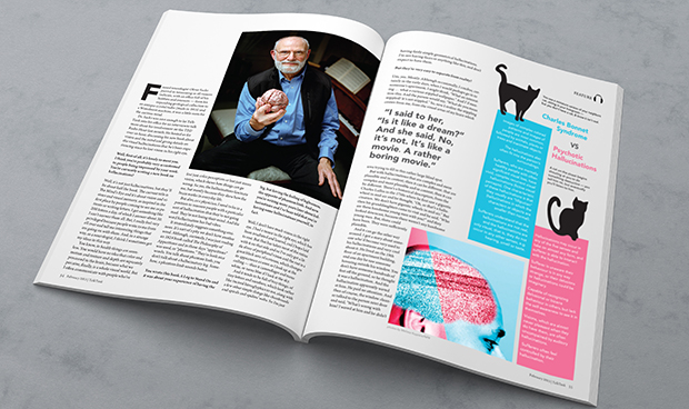 Article about Oliver Saks with cat infographic